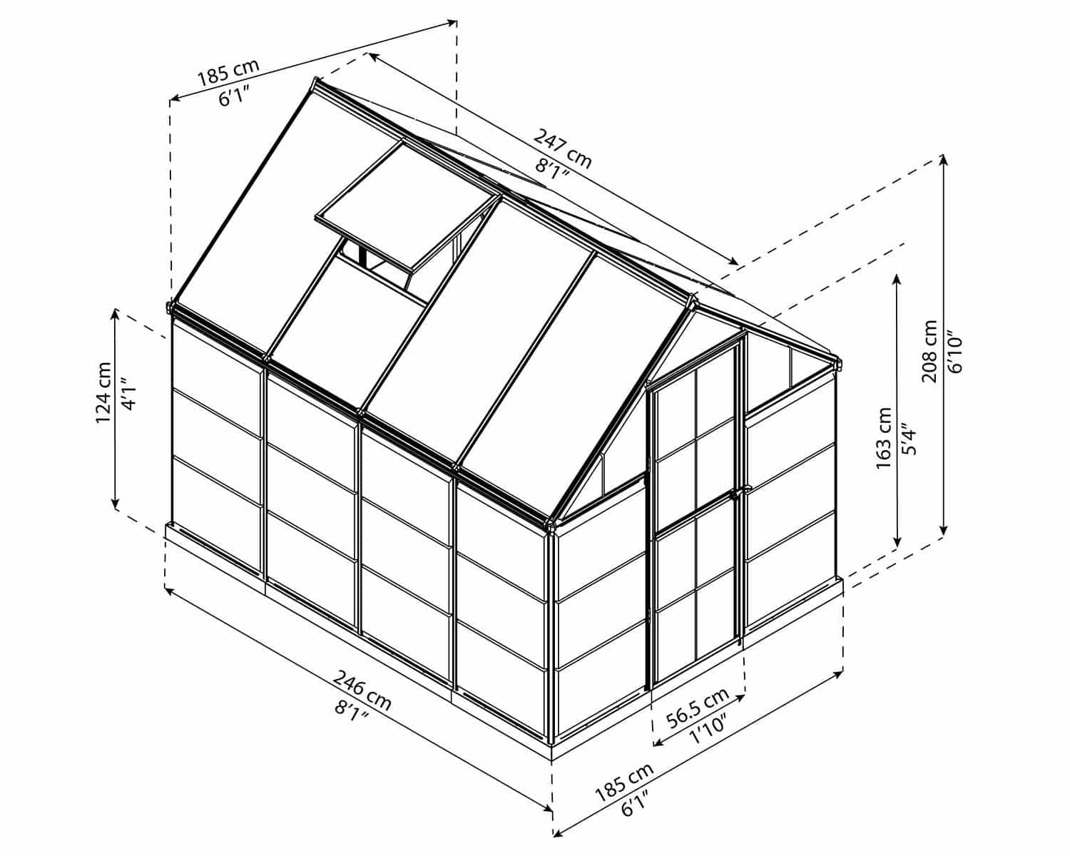 Mythos™ 6x6x8.ft Twin Wall Greenhouse - Dive To Garden