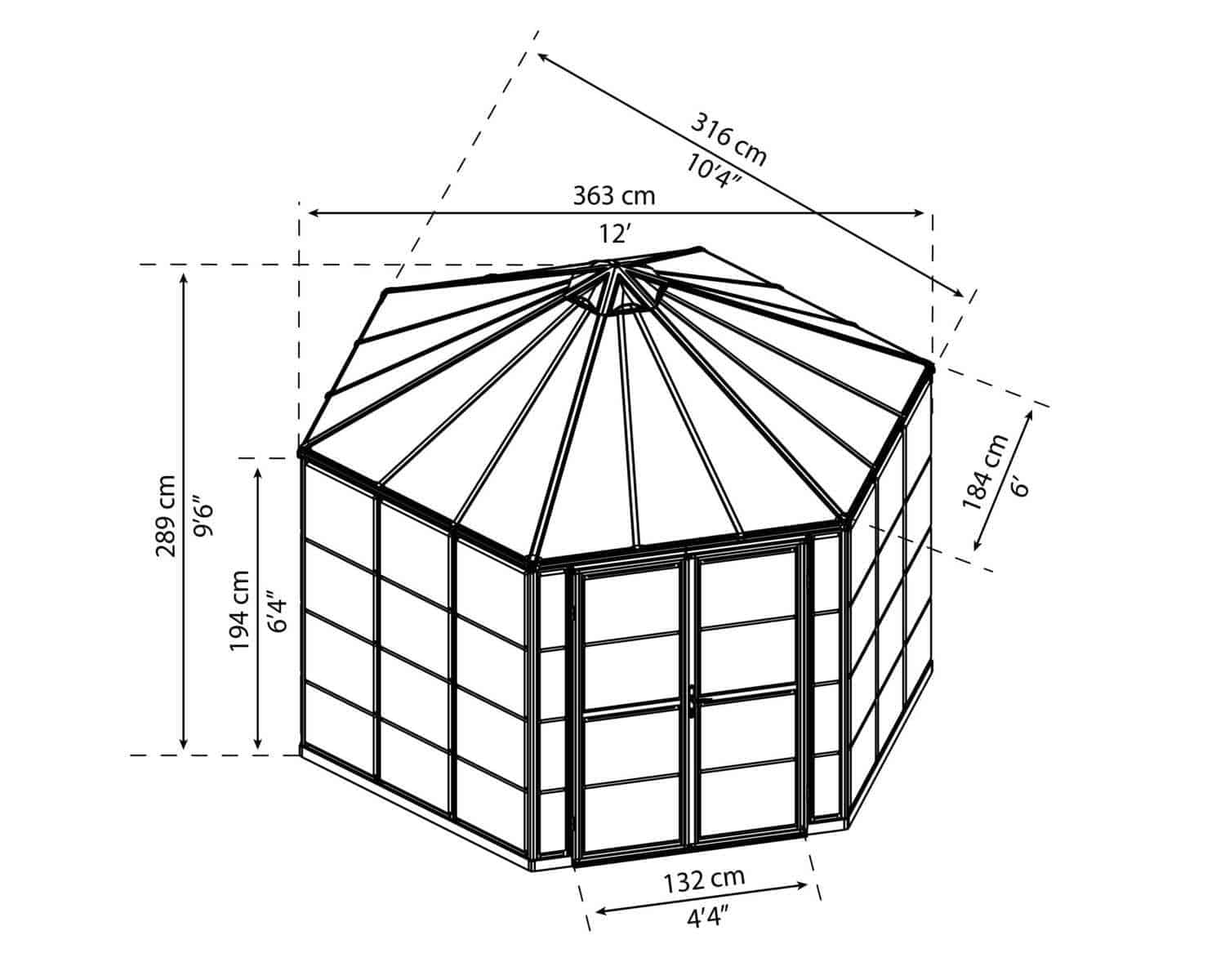 Oasis™ 10x9x12.ft Clear Wall Chalet Greenhouse - Dive To Garden