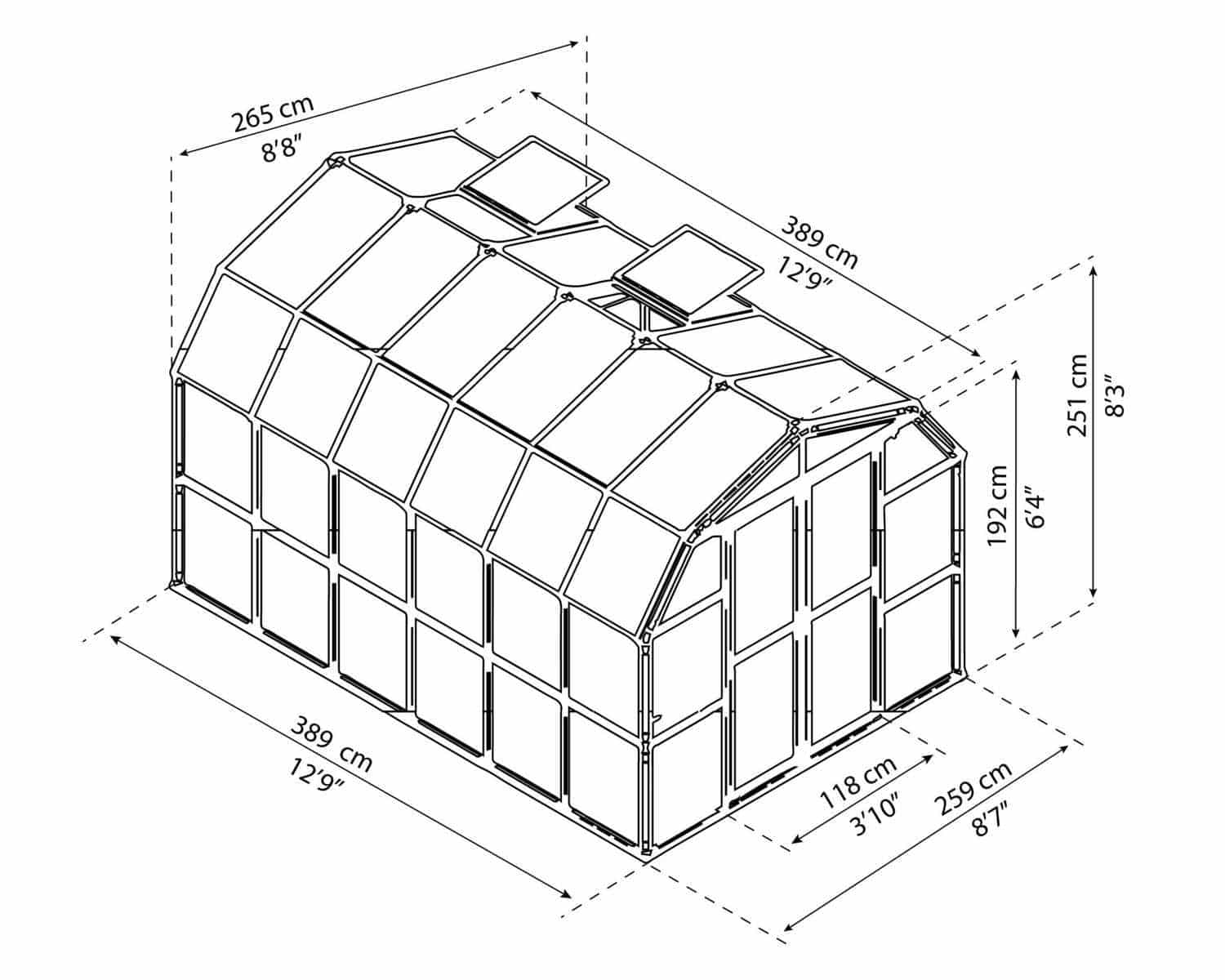 Prestige 2™ 8x8x12.ft Resin Greenhouse Package - Dive To Garden