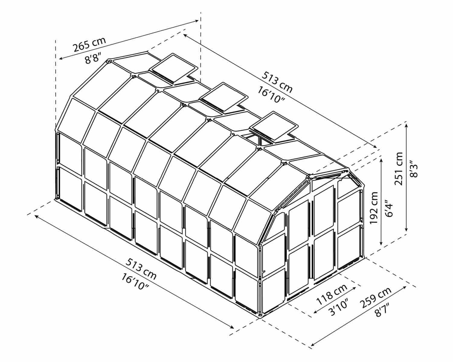 Prestige 2™ 8x8x16.ft Resin Greenhouse Package - Dive To Garden