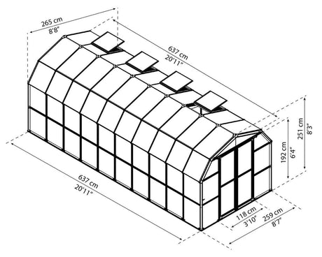 Prestige 2™ 8x8x20.ft Resin Greenhouse Package - Dive To Garden