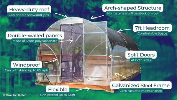 Sigma 20™ 10x7x20.ft Greenhouse - Dive To Garden