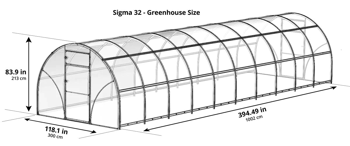 Sigma 32™ 10x7x32.ft Greenhouse - Dive To Garden
