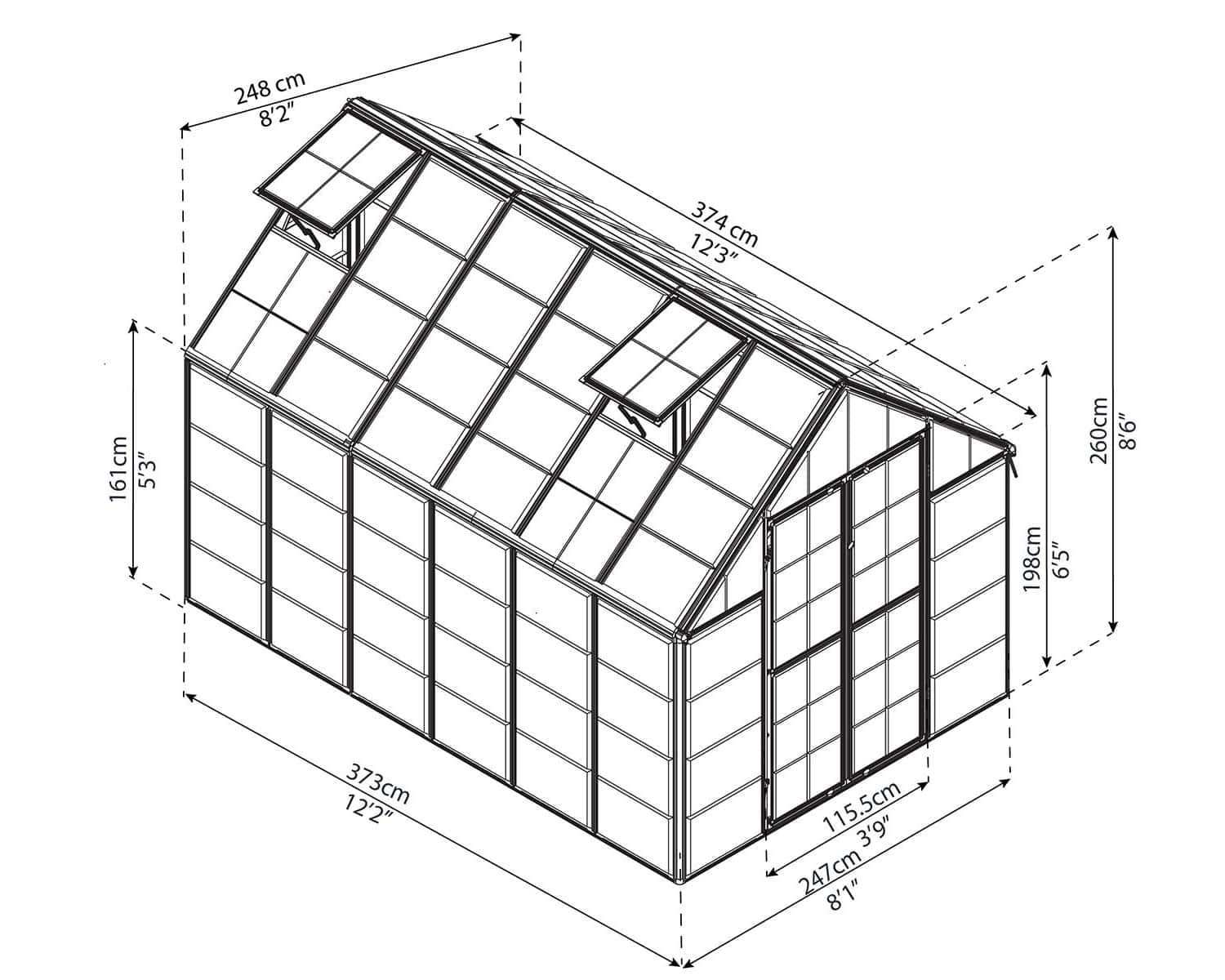 Snap&Grow™ 8x8x16.ft Clear Wall Greenhouse - Dive To Garden