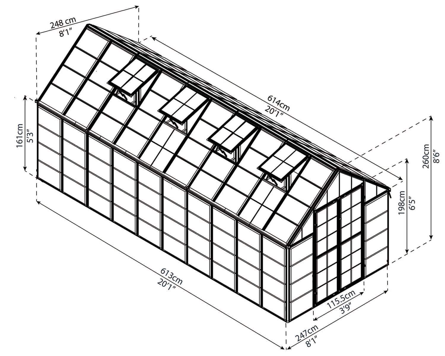 Snap&Grow™ 8x8x20.ft Clear Wall Greenhouse - Dive To Garden