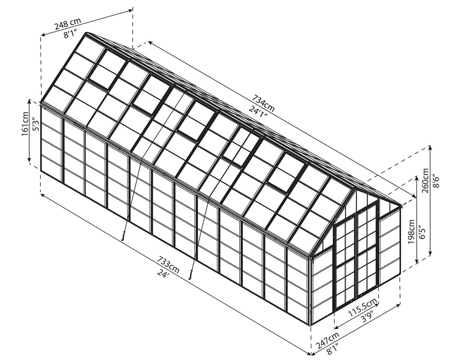 Snap&Grow™ 8x8x24.ft Clear Wall Greenhouse - Dive To Garden