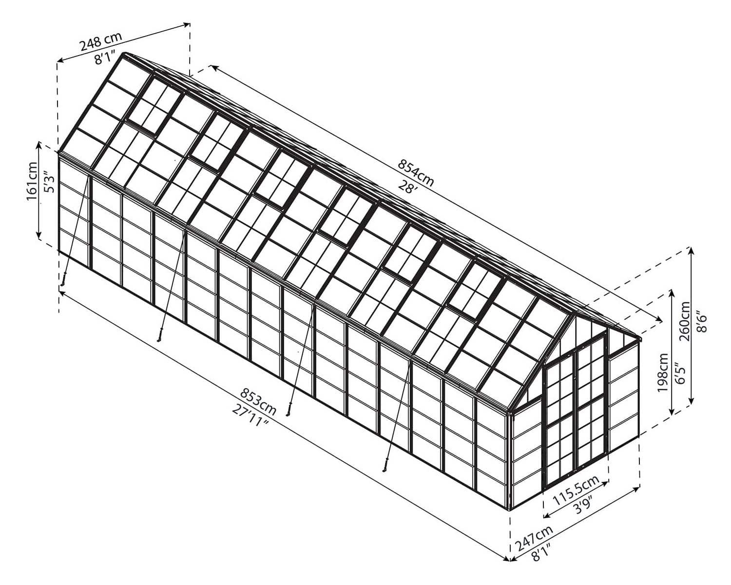 Snap&Grow™ 8x8x28.ft Clear Wall Greenhouse - Dive To Garden