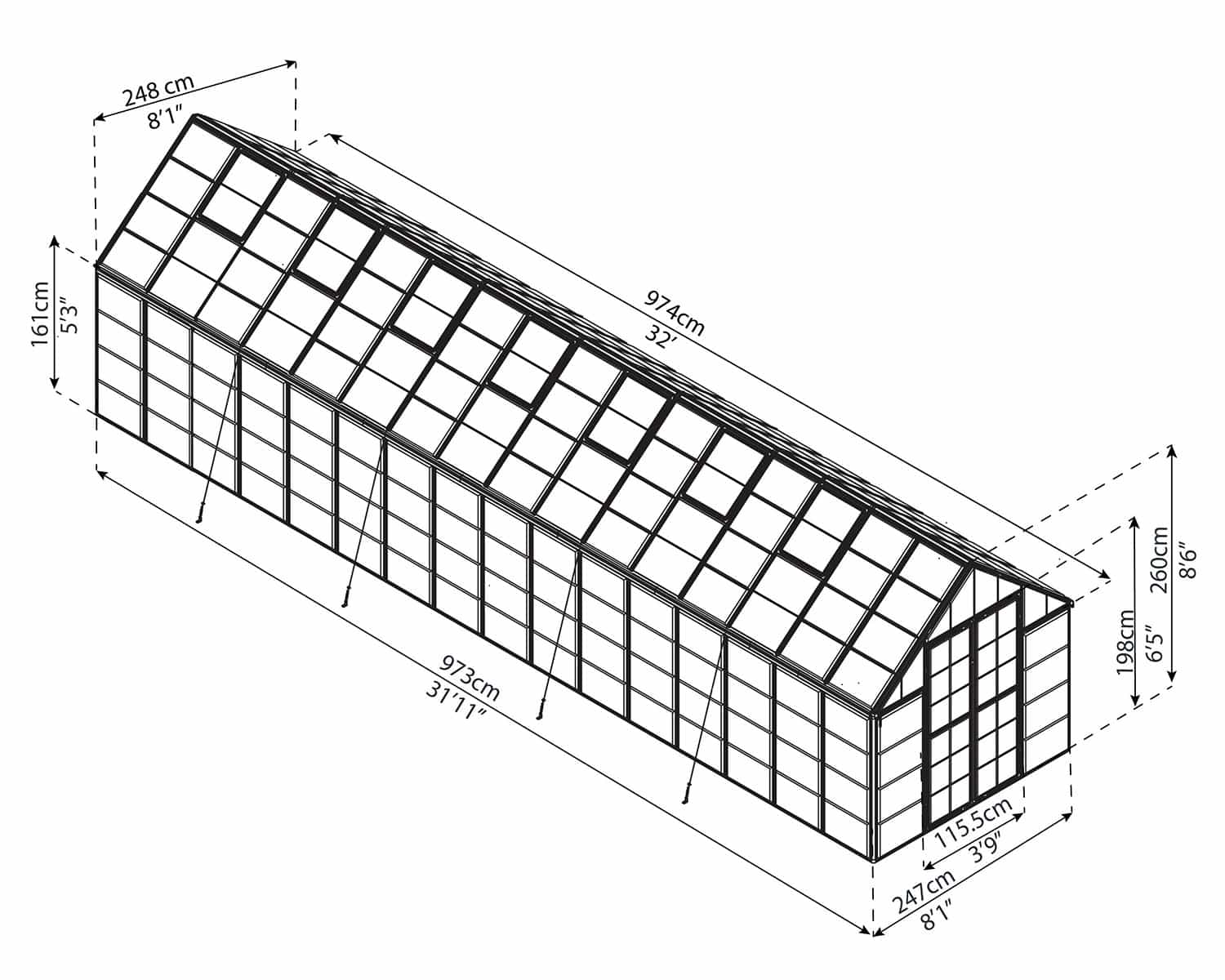 Snap&Grow™ 8x8x32.ft Clear Wall Greenhouse - Dive To Garden
