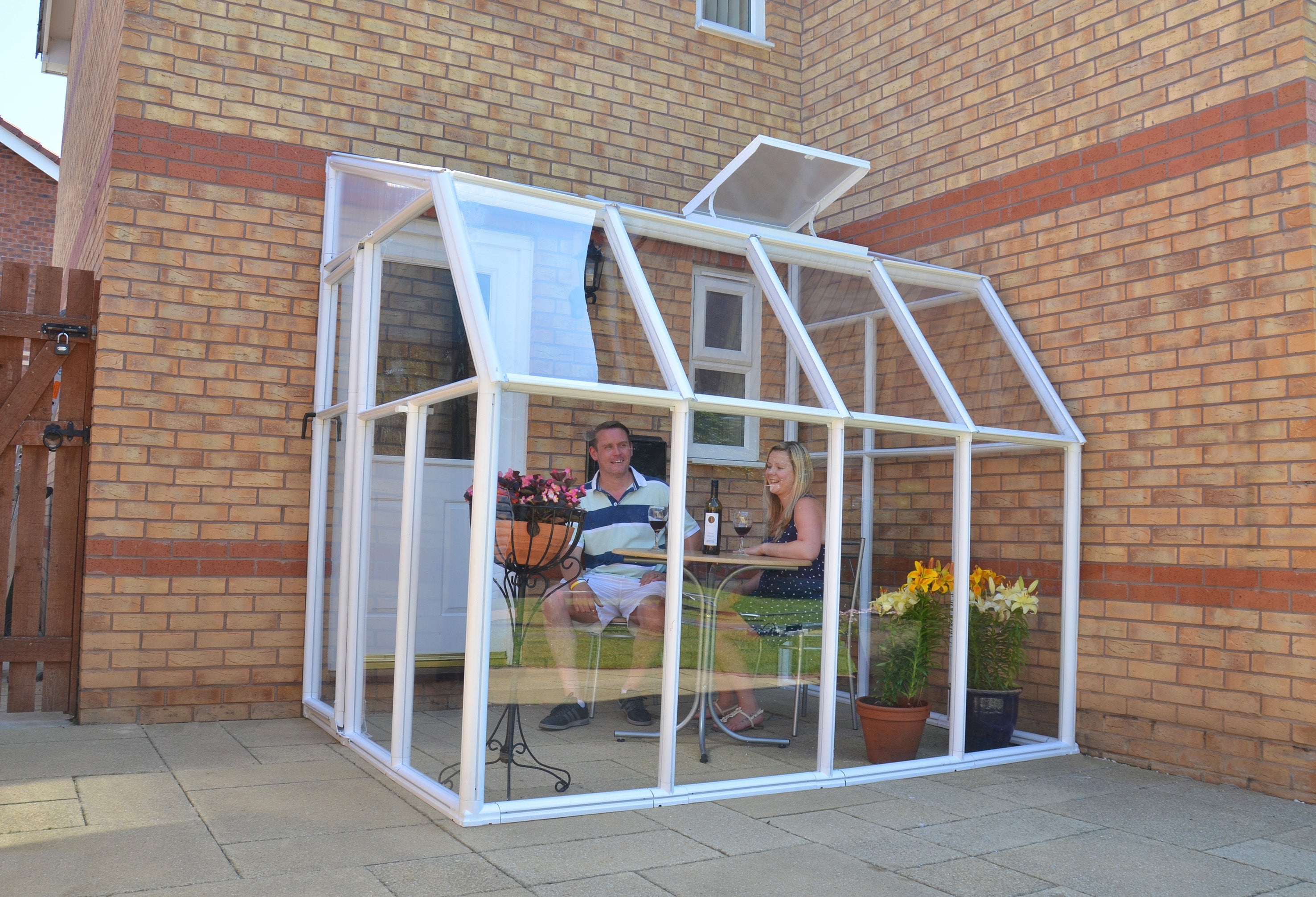Sun Room 2™ Clear Wall 6x8x8.ft Lean-to Greenhouse - Dive To Garden
