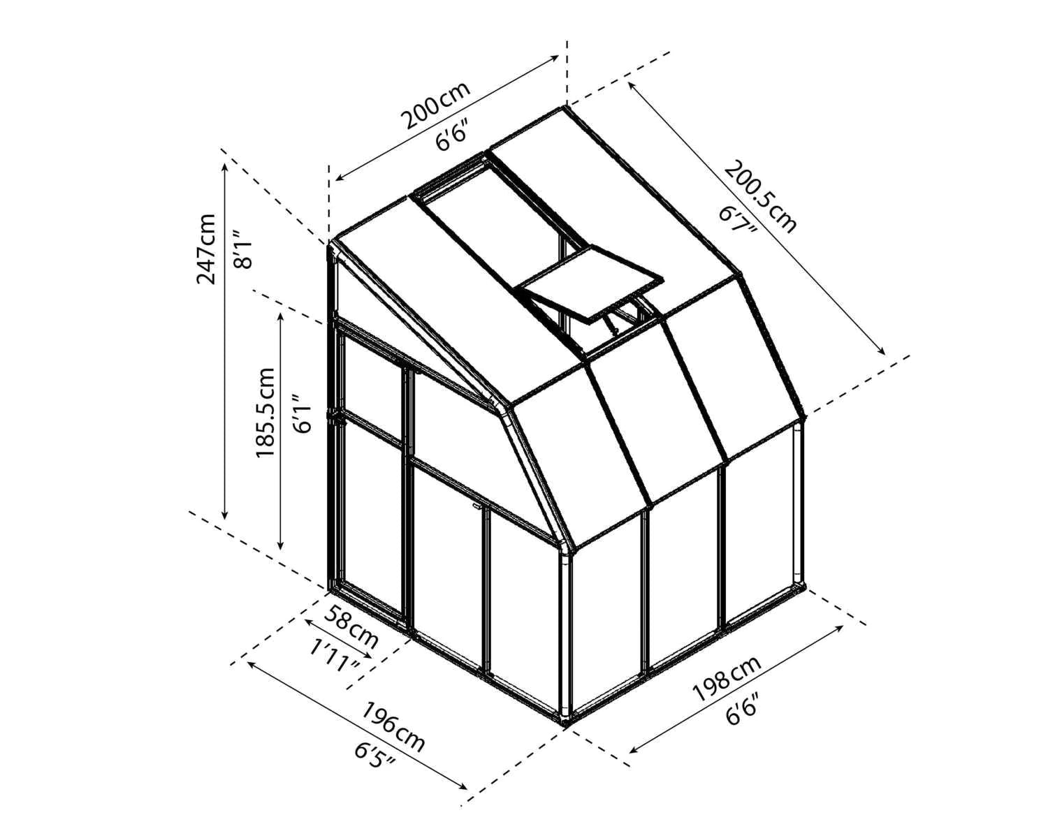 Sun Room 2™ Clear Wall 6x8x8.ft Lean-to Greenhouse - Dive To Garden