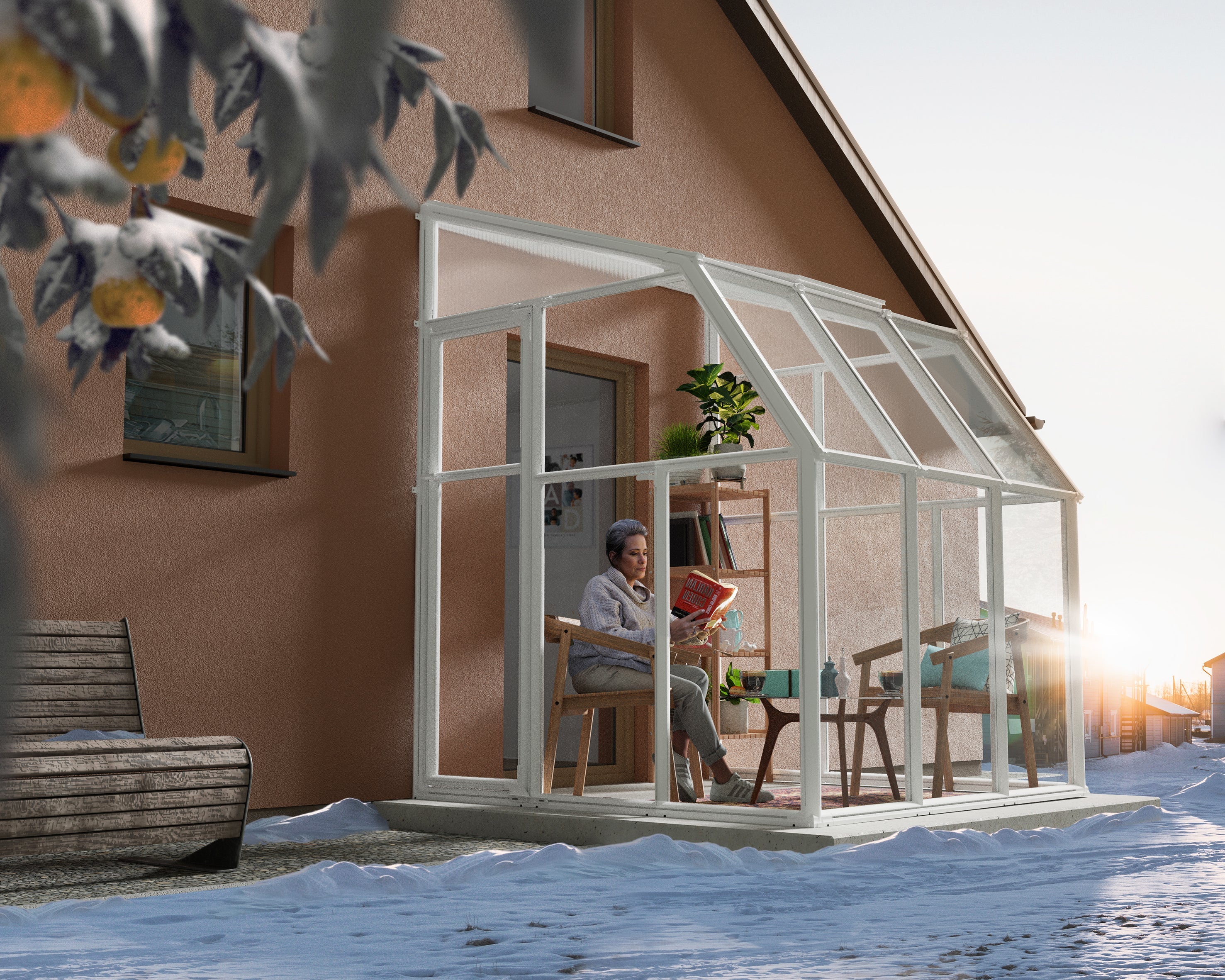 Sun Room 2™ Clear Wall 6x8x8.ft Lean-to Greenhouse - Dive To Garden