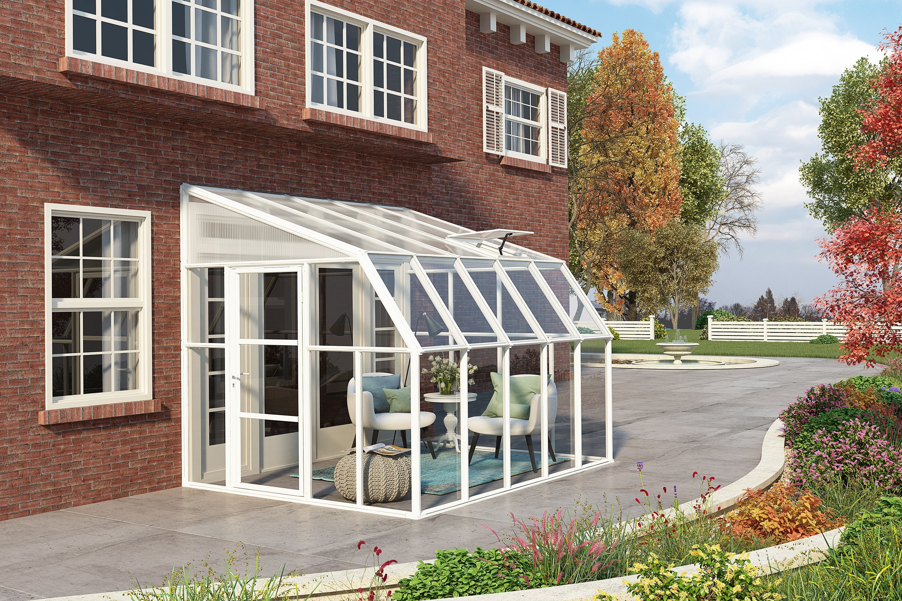 Sun Room™ 2 Clear Wall 8x8x10.ft Lean-to Greenhouse - Dive To Garden