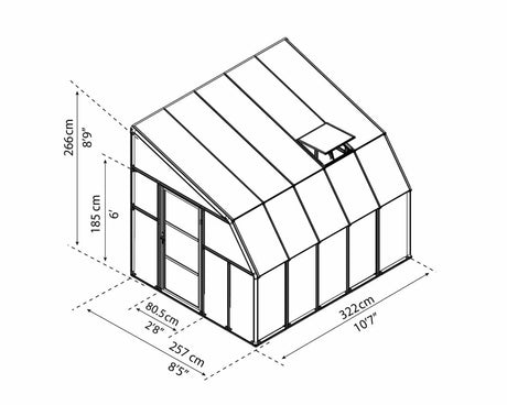 Sun Room™ 2 Clear Wall 8x8x10.ft Lean-to Greenhouse - Dive To Garden
